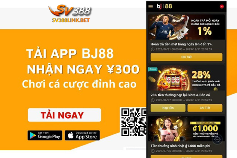 Giao diện app di động bj88